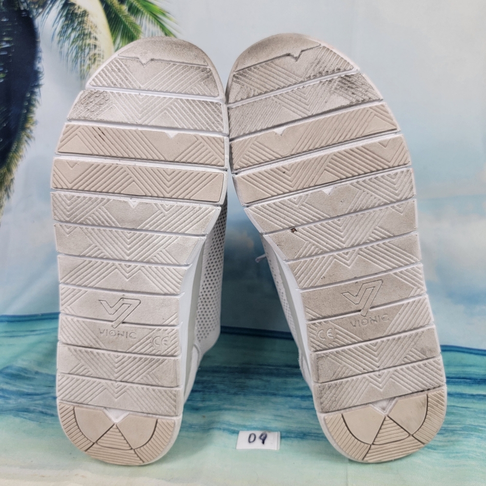Vionic Joey Gray Leather Perforated Comfort Shoes Sneakers Womens 8.5 Wide - Picture 9 of 10